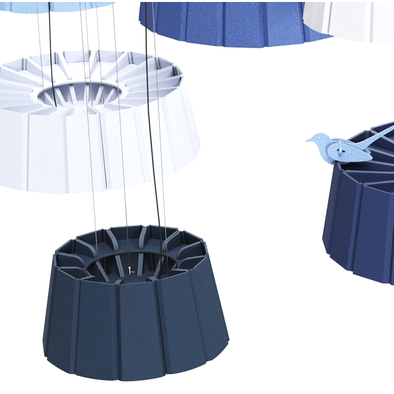 Panneau acoustique de conception moderne, déflecteurs en forme de bande de panneaux de fibres de polyester insonorisants et respectueux de l'environnement pour une utilisation en salle de sport