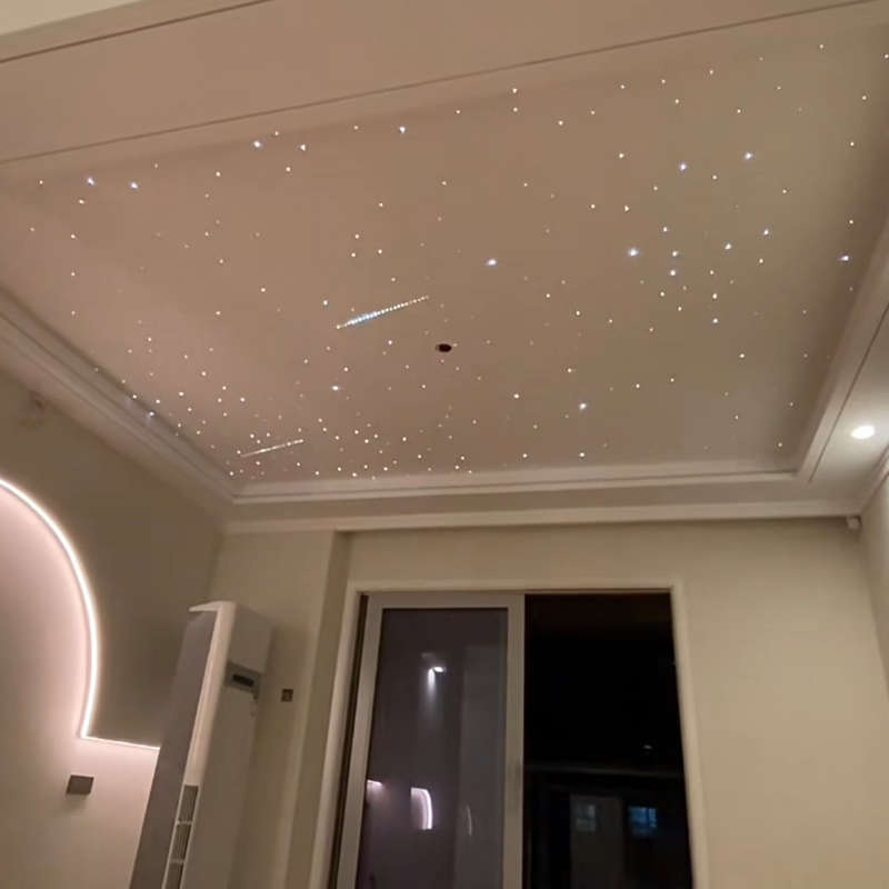 Plafond extensible acoustique moderne et coloré en Fiber optique, lumière d'ambiance, lumière étoilée, pour hôtels, télécommande d'ambiance